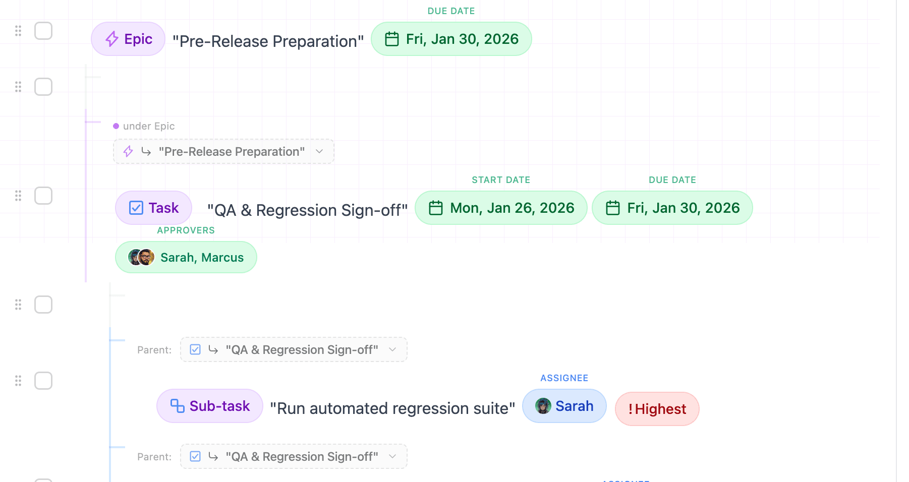 SuperTemplates interface showing AI-generated Jira tasks